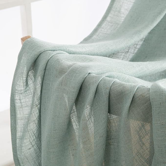 MIULEE Sea Green Linen Curtains 52x108 Inch Long - Image 6