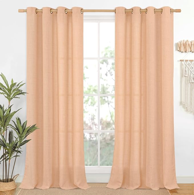 YoungsTex Peach Linen Curtains 84 Inch Length by YoungsTex