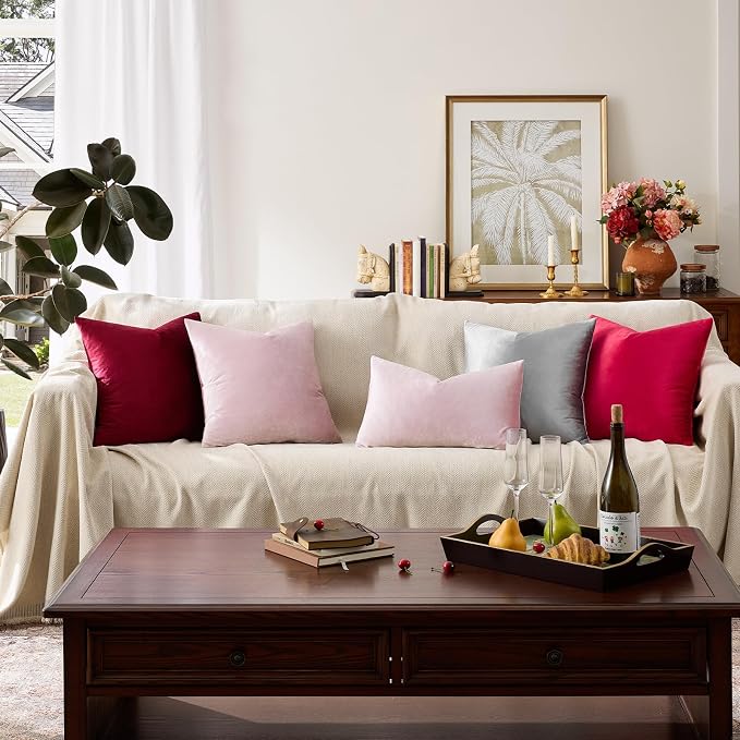 GIGIZAZA Sweet Lilac Velvet Throw Pillow Covers 24x24 Pack of 2 | Decorative - Image 8