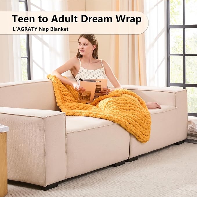L'AGRATY Chunky Knit Throw Blanket - Image 2