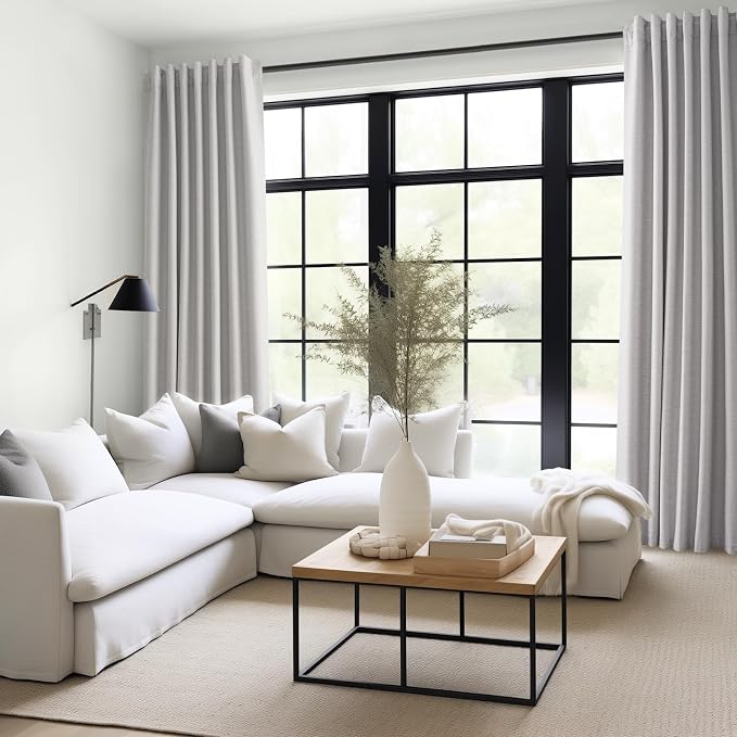 Topfinel Extra Long Total Blackout Grey Linen Curtains 108 Inches Long - Image 2