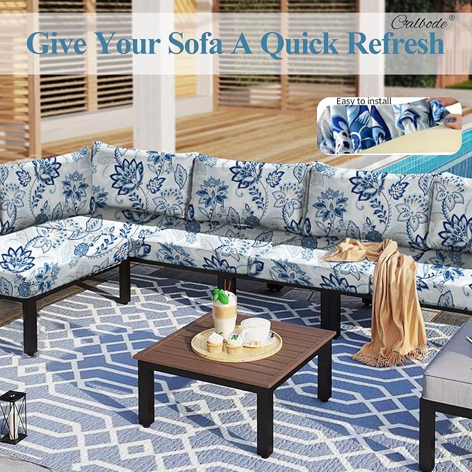 CALBODE 12pcs Floral Printed Stretchy Sofa Cushion Covers - Image 7
