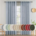 MIULEE Chambray Blue Linen Curtains 52x108 Inches Long 2 Panels by MIULEE