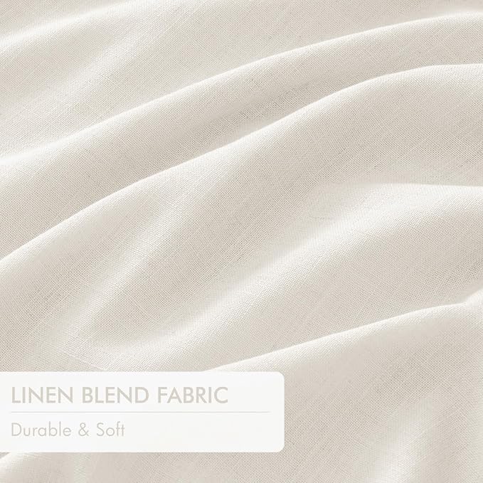 MIULEE Beige White Pinch Pleated 100% Blackout Linen Curtains 40x96 Inches | - Image 6