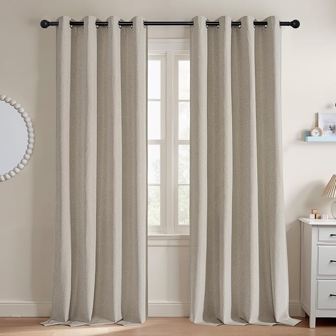 NICETOWN 100% Blackout Linen Curtains 96 inches Long, Crisp Faux Linen Curtains - Image 9