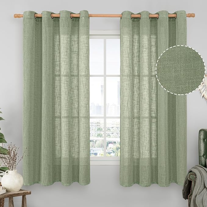 60 Inch Semi Sheer Linen Curtains by LAMIT