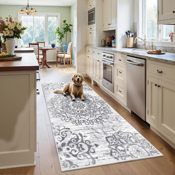 HEBE Hallway Runner Rug 3'x6', Washable Non Slip Kitchen Rug Runner | Soft Boho - Image 8