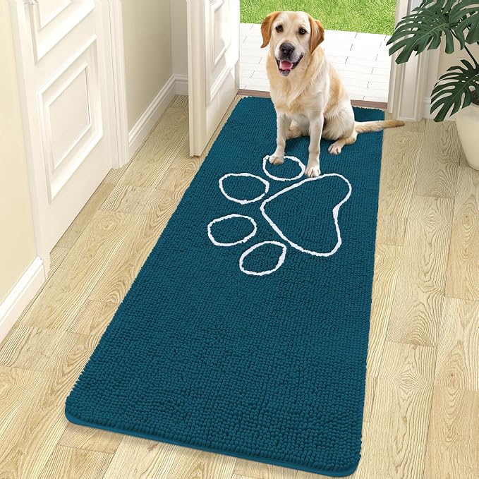 OLANLY Dog Door Mat for Muddy Paws 70x24, Paw Print Design Chenille Mud Mat | by OLANLY