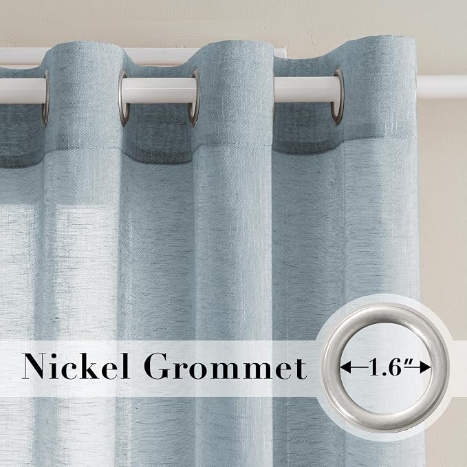 H.VERSAILTEX Linen Curtains Nickel Grommet Natural Linen Semi-Sheer Curtains 2 - Image 2