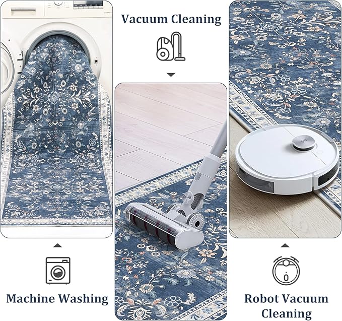 Yamaziot 2x6 Washable Hallway Runner Rug Non Slip Floral Carpet, Stain Resistant - Image 4