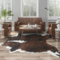 Faux Cowhide Rug, Animal Cow Hide Rug, 4.6 x 5.2 Ft Black and Brown | Premium by AROGANAREARUG