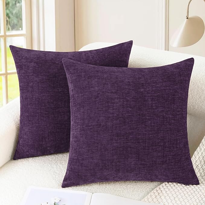 CaliTime Decorative Couch Throw Pillow Covers 20 X 20 Inches Plum Purple | Pack by CaliTime