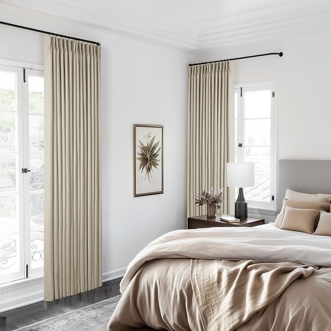 Burlywood Birch 100% Blackout Pinch Pleated Linen Curtains 96 Inches Long | - Image 7