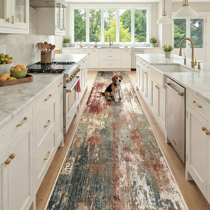 RELEANY Washable Runner 3'x12' Abstract Area Rug by RELEANY