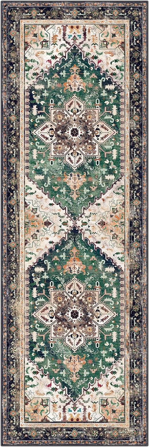 Yamaziot Washable Runner Rug, 2x6 Non-Slip Boho Vintage Hallway Kitchen Rug | - Image 3