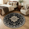 RELEANY Washable Area Rug, Round 4ft, Water Repellent, Pet Friendly, Vintage by RELEANY