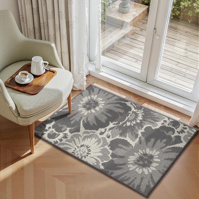 Findosom Washable Runner Rug 2x3, Non Slip High-Low Textured Floral Small - Image 3