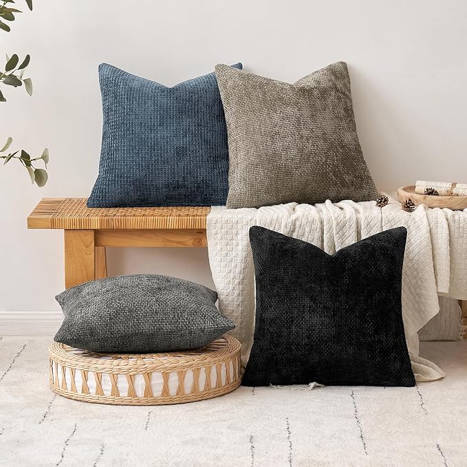 MIULEE Decorative Couch Throw Pillow Covers 16x16 Inch Navy Blue 2 Pack | - Image 4