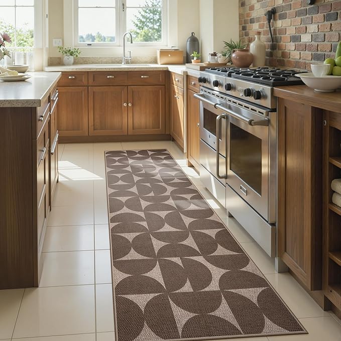 Lahome Semi Circle Easy Jute Non Slip Kitchen Runner, 2x8 Hallway Runner | by Lahome