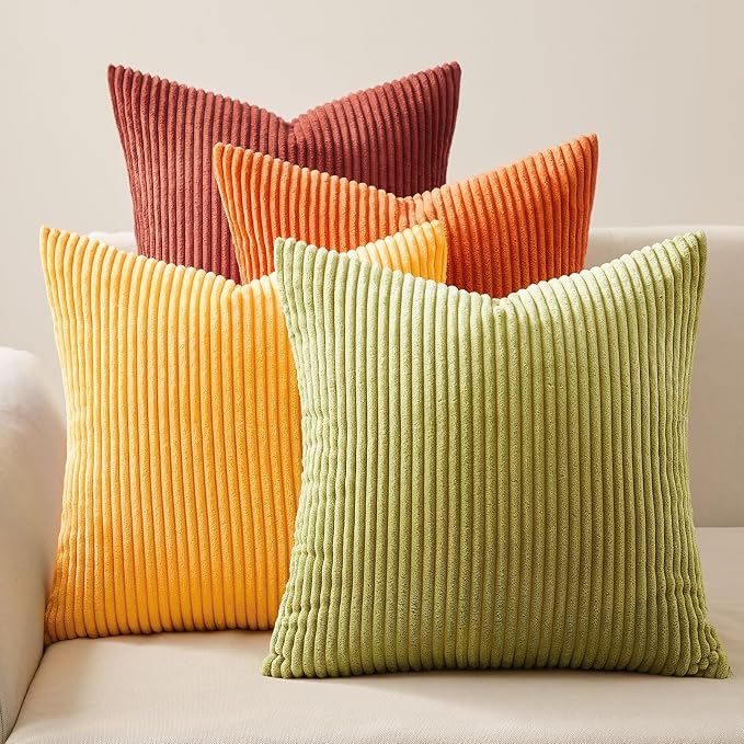 Topfinel Fall Burnt Orange Decorative Throw Pillows Covers 18x18 Inch Set of 4 by Topfinel