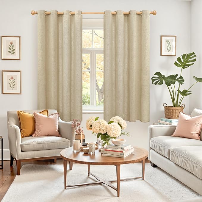 YoungsTex Burlap Linen Curtains 45 Inch Length - Image 2