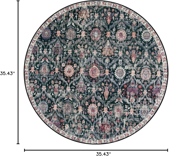 Lahome Moroccan Round Area Rugs, Washable Small Round Rug 3ft Non-Slip | - Image 2