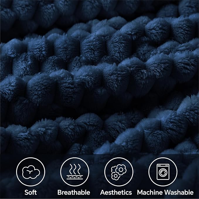 BEDELITE Navy Large Throw Blanket - Image 3