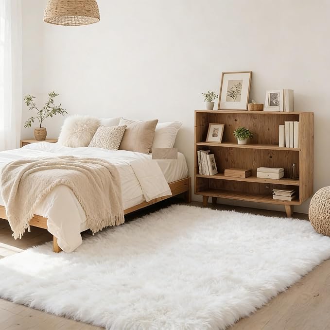 6x9 Area Rug Fluffy Shaggy Ultra Soft Faux Fur Non-Slip Machine Washable Carpet by Unknown