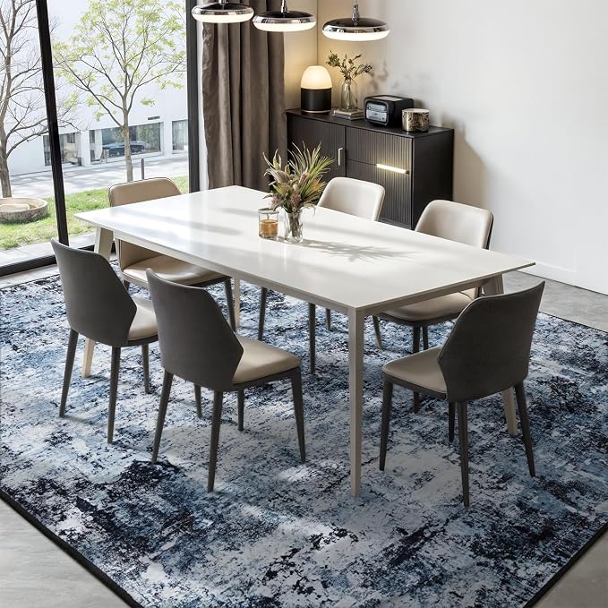 Rugflix 7x10 Area Rugs for Living Room, Washable Navy Blue Dark Large Rug | - Image 3