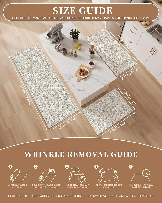Madane 2-Piece Area Rugs Set, Small Kitchen Runner Non-Slip, Low Pile Floor - Image 5