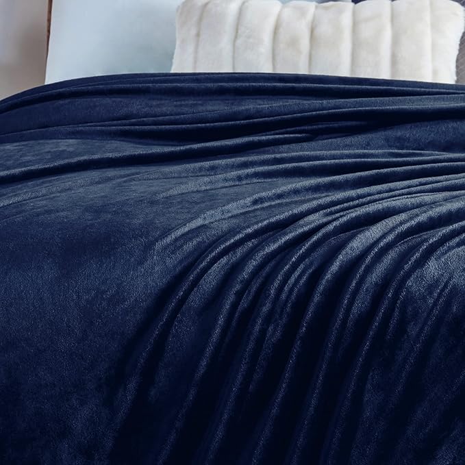 Walensee Fleece Blanket Plush Throw Fuzzy Lightweight (King Size 108x90 Navy Blue) Super Soft Microfiber Flannel Blankets for Couch, Bed, Sofa Ultra Luxurious Warm and Cozy for All Seasons