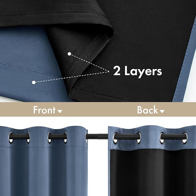 MIULEE Stone Blue Blackout Curtains - Image 3