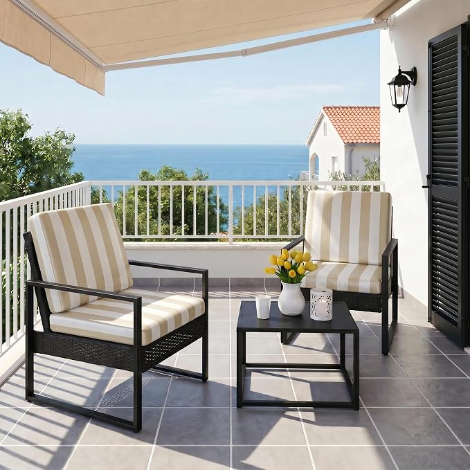 CALBODE 12 Pcs Outdoor Seat Cushion Covers, Striped Stretch Chair Seat Cover - Image 7
