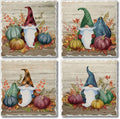 Thirstystone Autumn Gnomes 4 Pack Assorted Tumbled Tile Stone Coasters with Protective Cork Backing 4" Square Manufactured in The USA