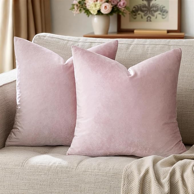 GIGIZAZA Sweet Lilac Velvet Throw Pillow Covers 22x22 Pack of 2 | Decorative - Image 7