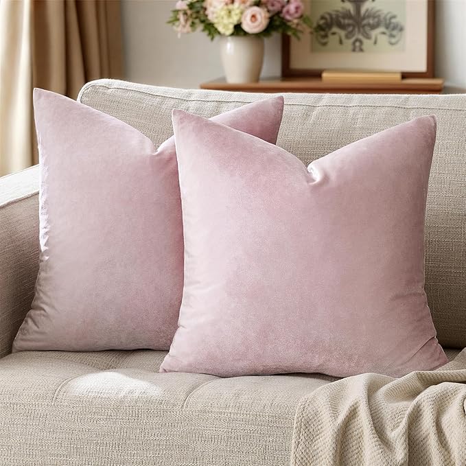 GIGIZAZA Sweet Lilac Velvet Throw Pillow Covers 16x16 Pack of 2 | Decorative - Image 6