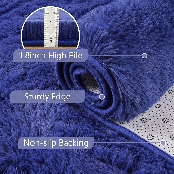 4'x5'3'' Royal Blue Fluffy Soft Area Rug Non-Slip - Image 6