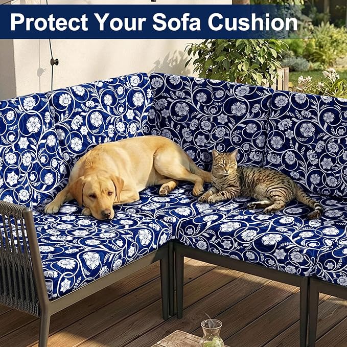 Smiry Waterproof Patio Cushion Covers, Stretch Outdoor Furniture Covers | Couch - Image 8