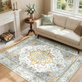 RELEANY Washable Area Rug, Water Repellent, Pet Friendly, Vintage Floral Boho by RELEANY