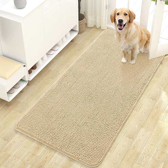OLANLY Dog Door Mat for Muddy Paws 47x24, Super Absorbent Chenille Mud Mat | by OLANLY