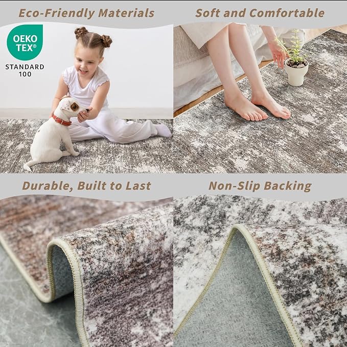 2x12 ft Washable Hallway Runner Rug – Non-Slip Stain-Resistant Low-Pile Long - Image 4