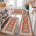 HEBE Boho Kitchen Rugs Set of 3, Non Slip Washable Kitchen Mats by HEBE