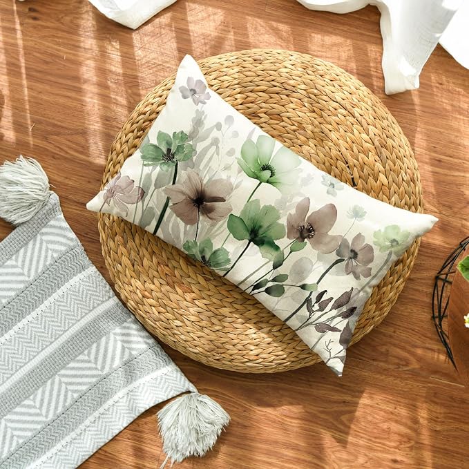 AVOIN colorlife Poppy Flowers Fall Spring Throw Pillow Cover 12x20 Inch | - Image 2