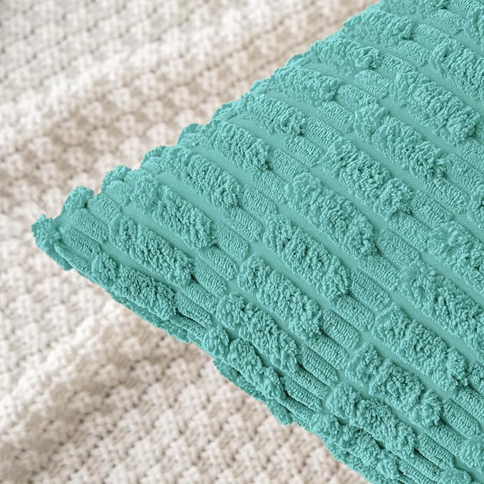 MIULEE Corduroy Decorative Throw Pillow Covers 20x20 Aqua Green Pack of 2 | - Image 4