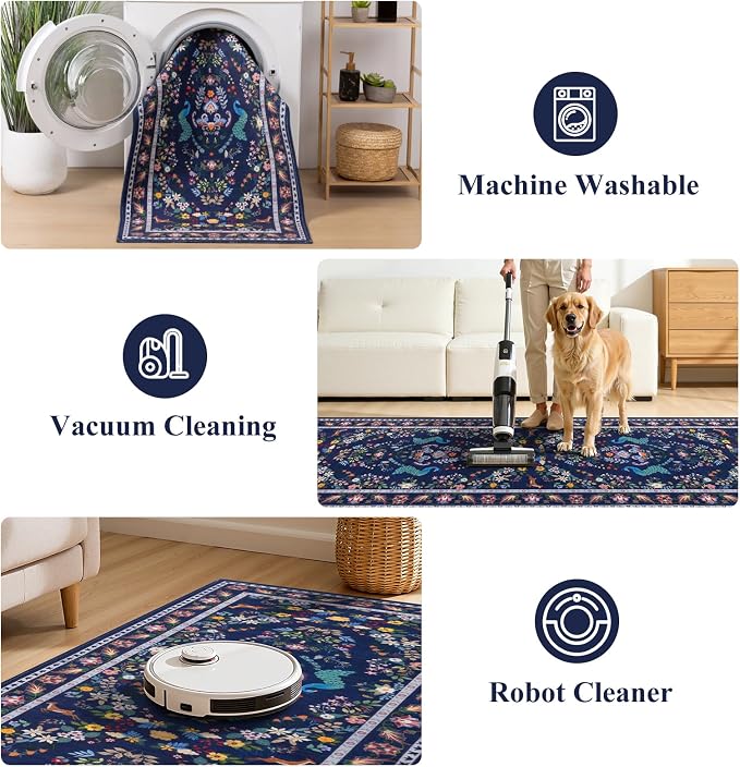 HEBE Hallway Runner Rug 2'x6', Washable Non Slip Kitchen Rug Runner | Soft Boho - Image 5