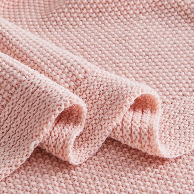 CozeCube Pink Seed Stitch Throw Blanket 60"x80", Farmhouse Decor | Blanket - Image 9