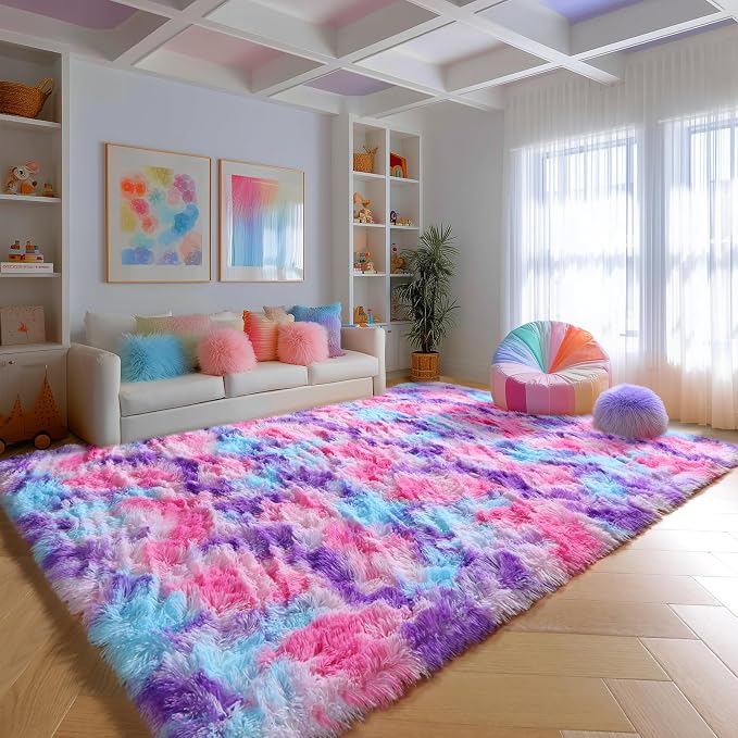 Ultra Soft Rainbow Purple Area Rugs by PAGISOFE
