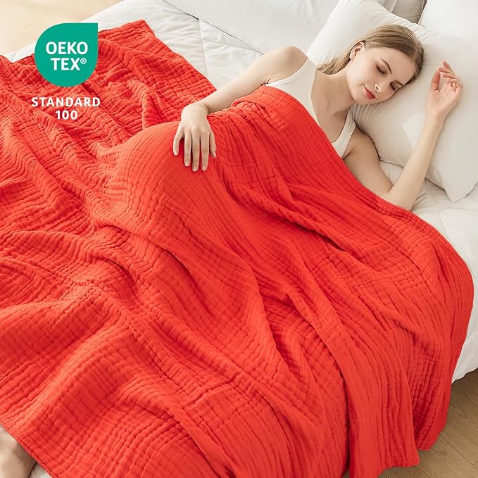 EMME Muslin Blankets for Adults Throw Blanket for Couch Breathable Gauze Soft - Image 4