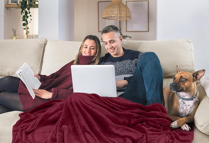 Utopia Bedding Soft Fleece Bed Blanket King Size Burgundy | Microfiber Plush - Image 8
