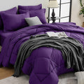 HEVUMYI Purple Twin Comforter Set - 5-Piece All Season Bed in a Bag Twin, Ultra Soft Bedding Set with Comforter, Flat Sheet, Fitted Sheet, Pillowcases, Pillow Shams